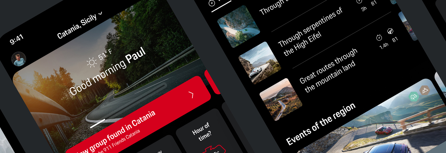 Porsche ROADS App Dark Mode