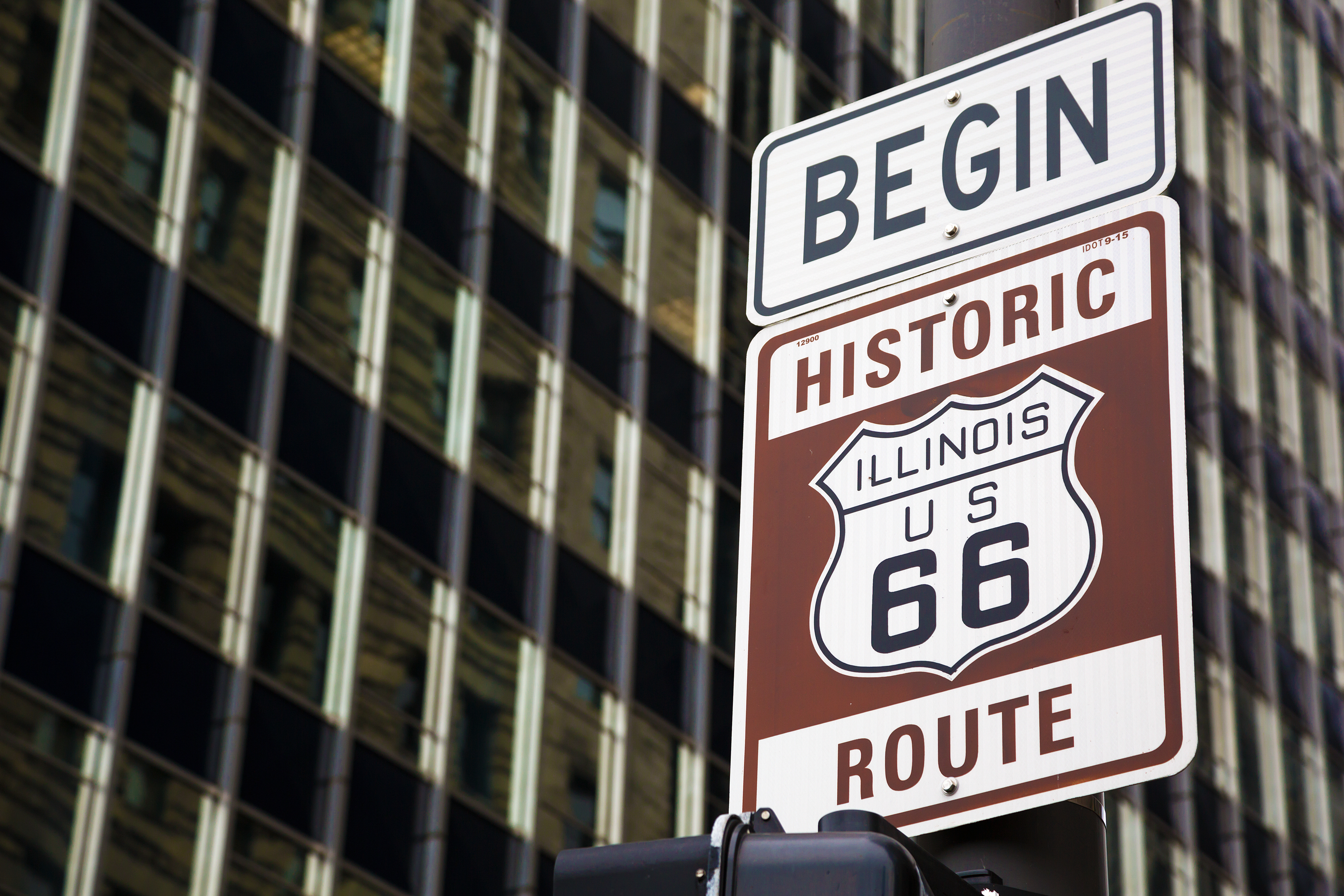 Startschild der Route 66 in Chicago