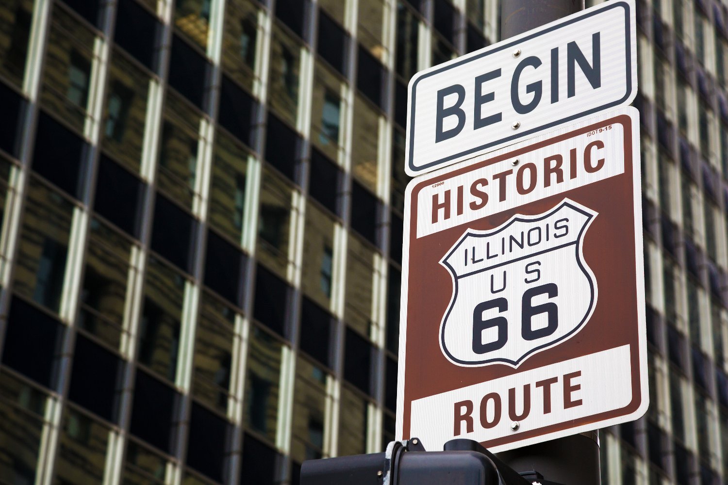 Startschild der Route 66 in Chicago